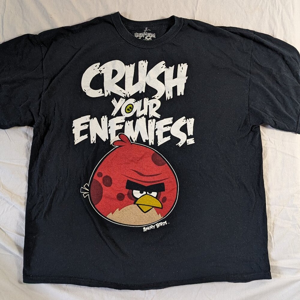 ANGRY BIRDS CRUSH YOUR ENEMIES MEN'S 2XL SHORT SLEEVE SHIRT PULL OVER T-SHIRT